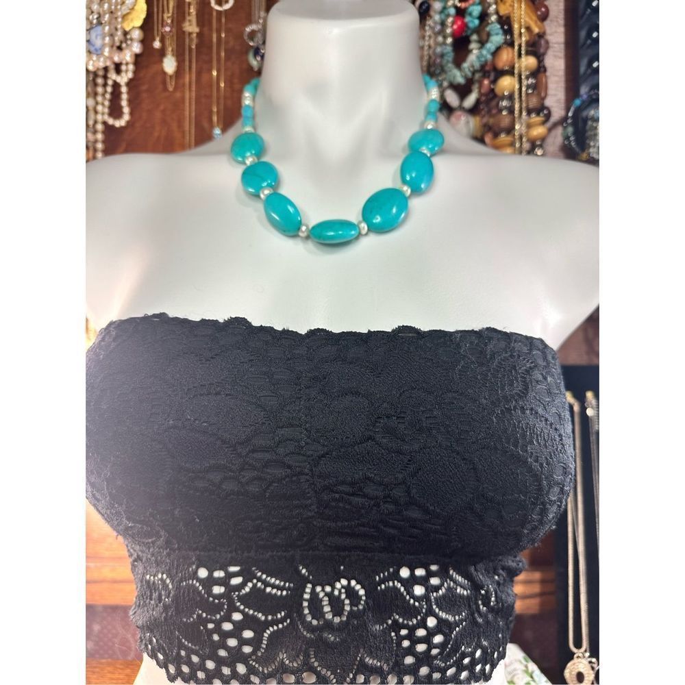 Chunky howlite and pearl sterling silver necklace